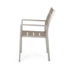 Stylish Outdoor Aluminum Dining Chairs with Natural Wood Look - Set of Two