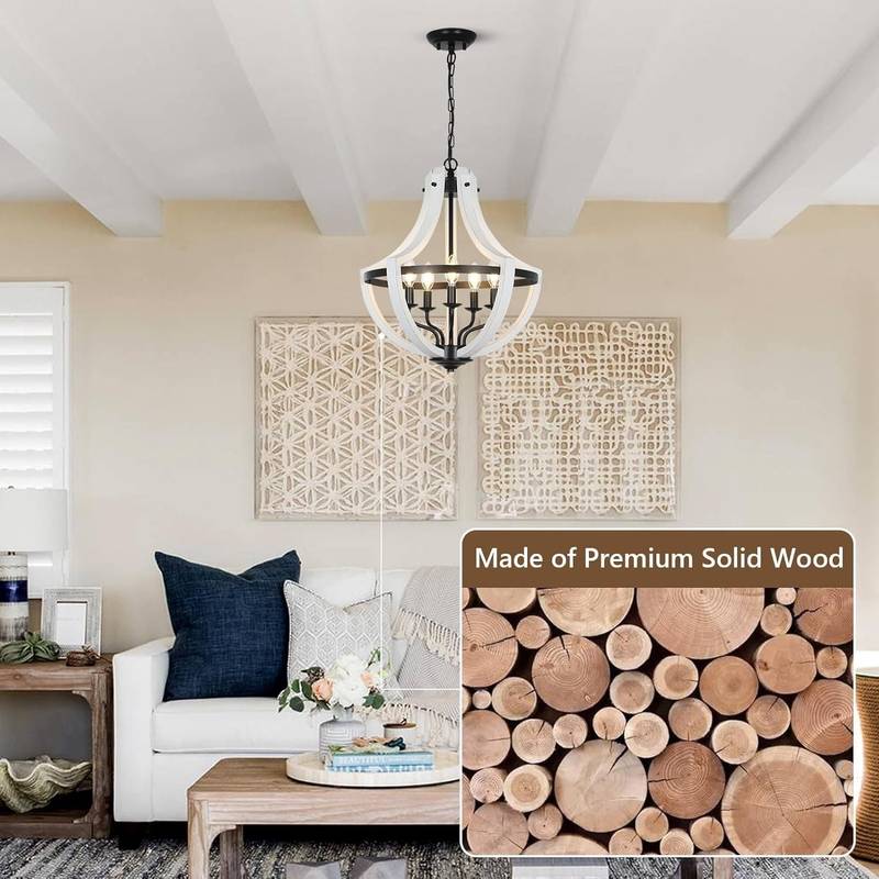 Charming White Wood Chandelier Lights