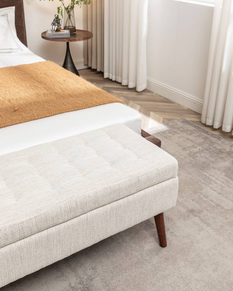 Cozy Off-White Storage Bench