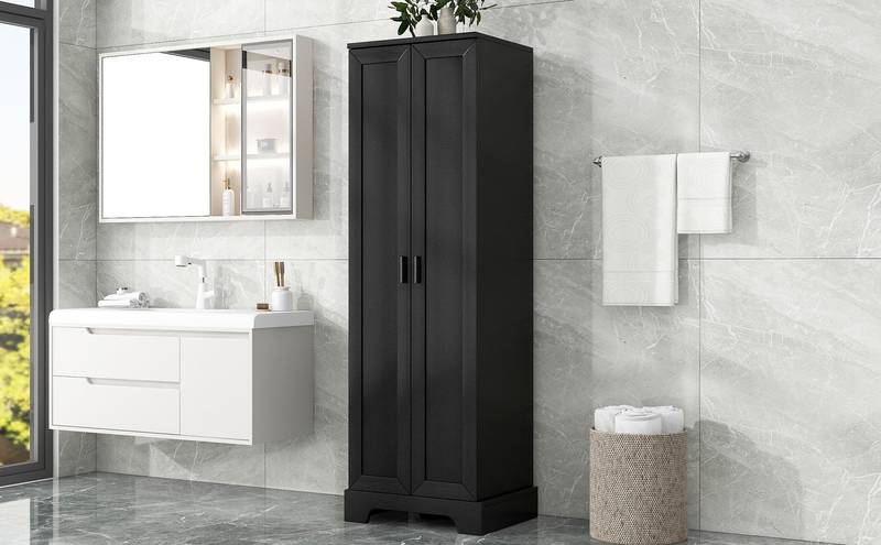 Versatile Black Storage Cabinet with Adjustable Shelves