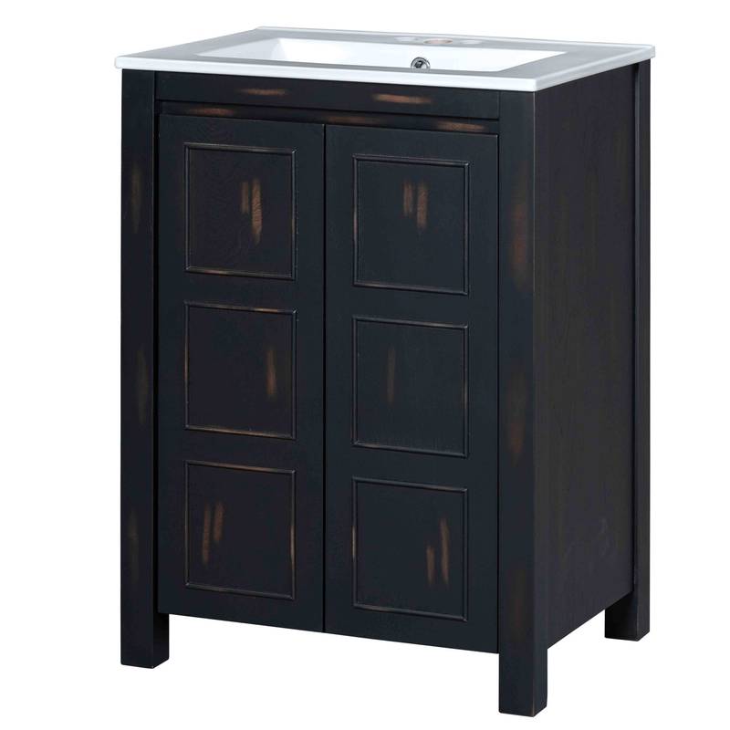 Charming Vintage Bathroom Vanity with Ceramic Sink and Soft-Close Doors