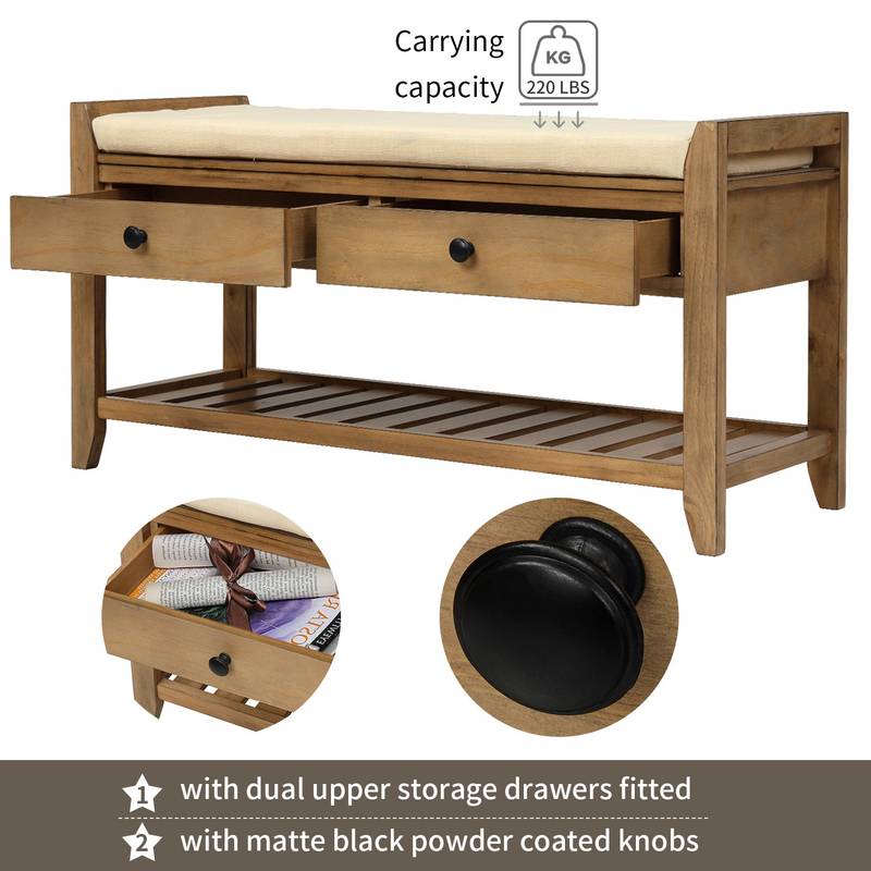 Cozy Storage Bench with Shoe Rack and Drawers