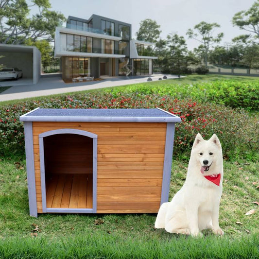 Cozy Canine Crib: Weatherproof Wooden Dog House for Comfort Year-Round