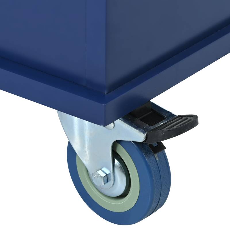 Blue Rolling Kitchen Island with Drop Leaf & Storage