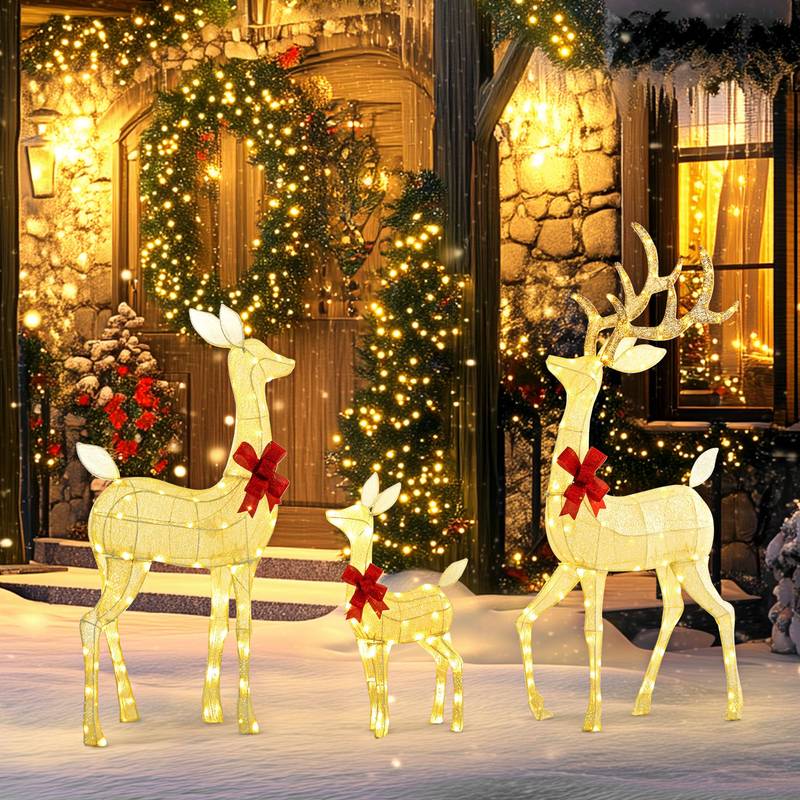 Shimmering Christmas Reindeer Family Set