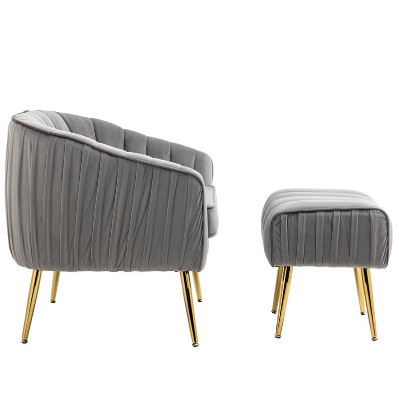 Chic Velvet Barrel Chair & Ottoman Set