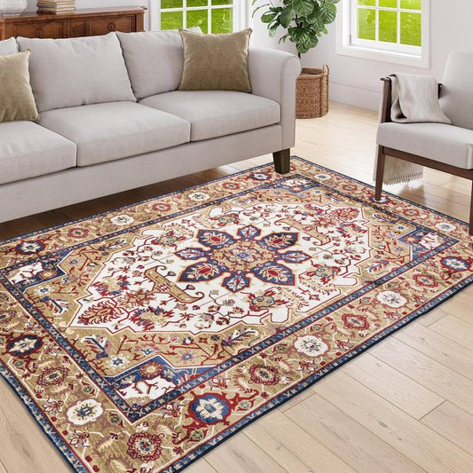 Vintage Boho Floral Area Rug - Non-Slip & Washable Charm for Your Home