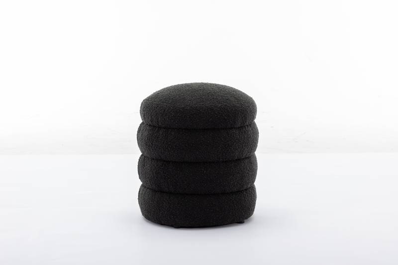 Chic Black Boucle Ottoman