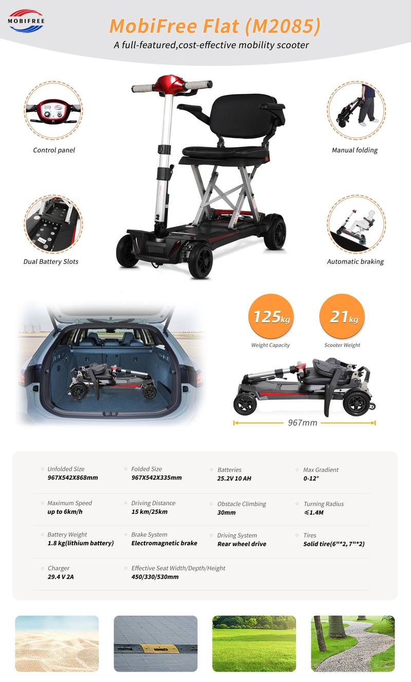 Easy Travel Folding Scooter for Seniors - Red Edition