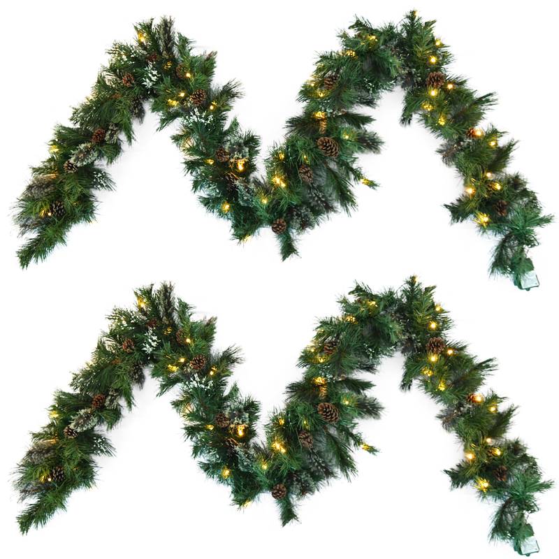 Cozy Cashmere Garland with Pine Cones & Warm LED Lights