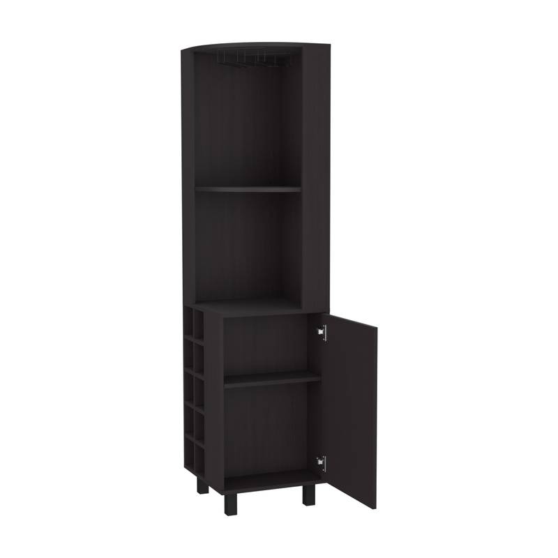 Leah Corner Bar Cabinet - Stylish Storage & Wine Rack in Wengue