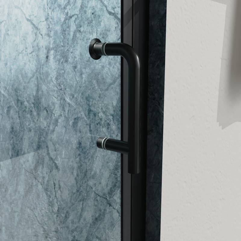 Matte Black Semi-Frameless Pivot Shower Door with Clear Glass