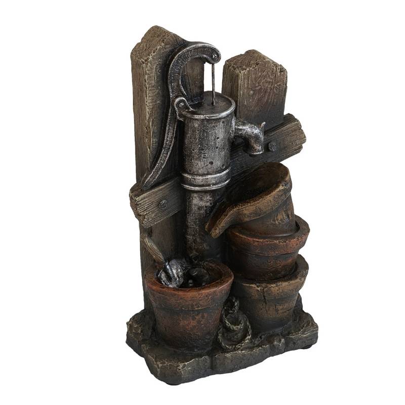 Charming Antique Pump Water Fountain with LED Glow