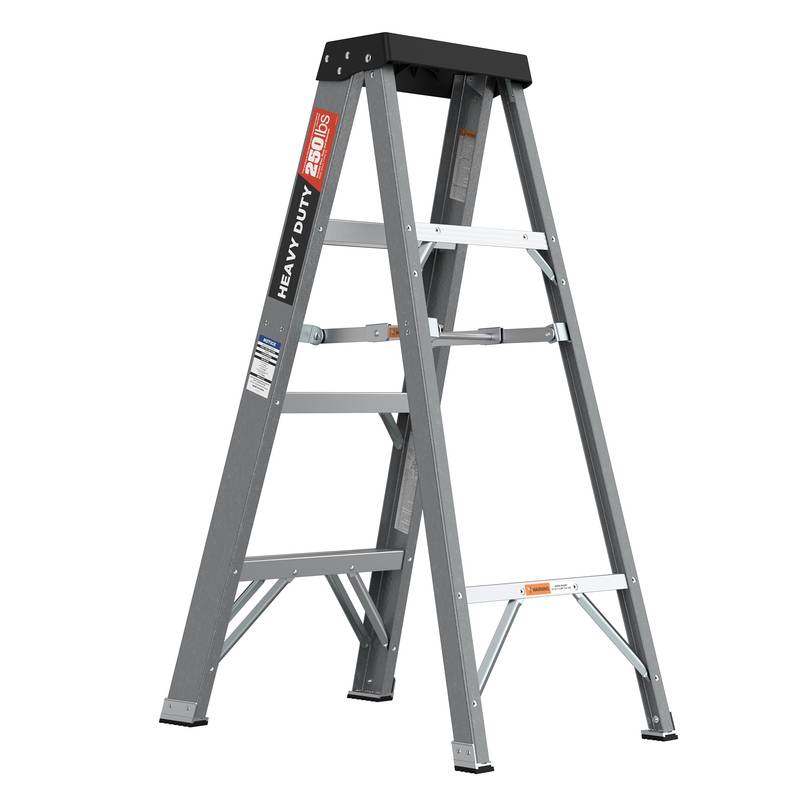Sturdy Gray Fiberglass Step Ladder
