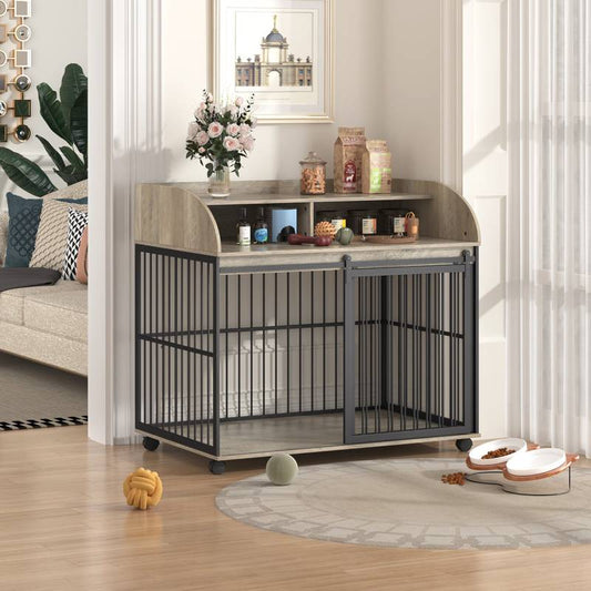 Stylish Sturdy Dog Crate End Table with Storage
