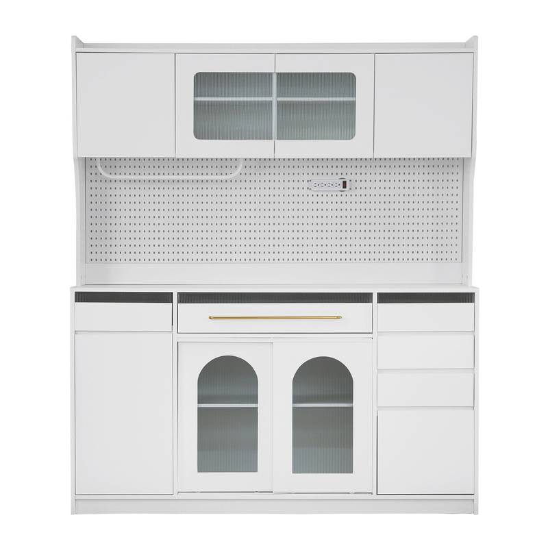 Stylish Buffet & Coffee Bar Storage with Hutch and Power Outlet