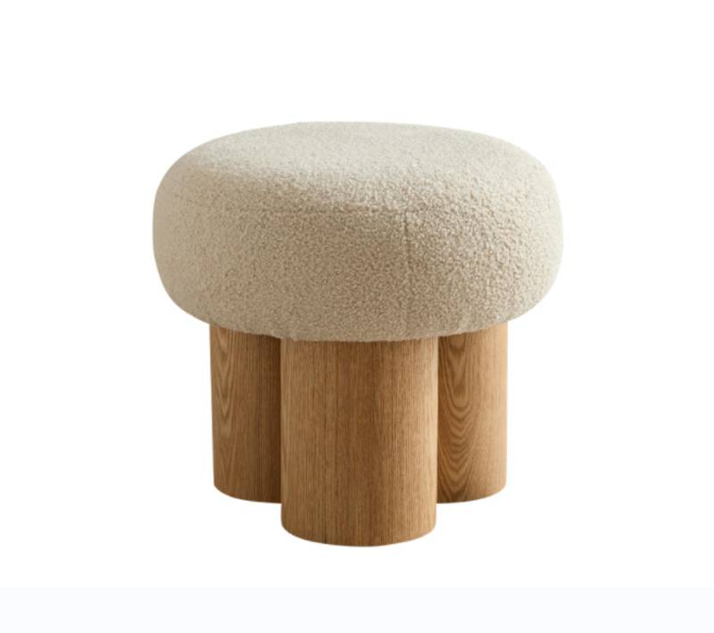 Cozy Mushroom Stool with Plush Cushion & Rustic Charm