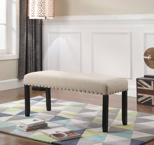 Tan Elegance Bench with Nailhead Detail