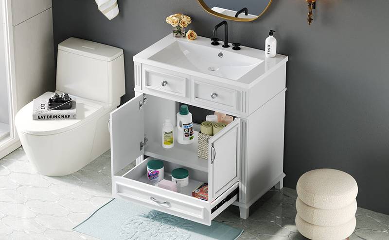 Charming Retro Bathroom Vanity with Soft Close Doors