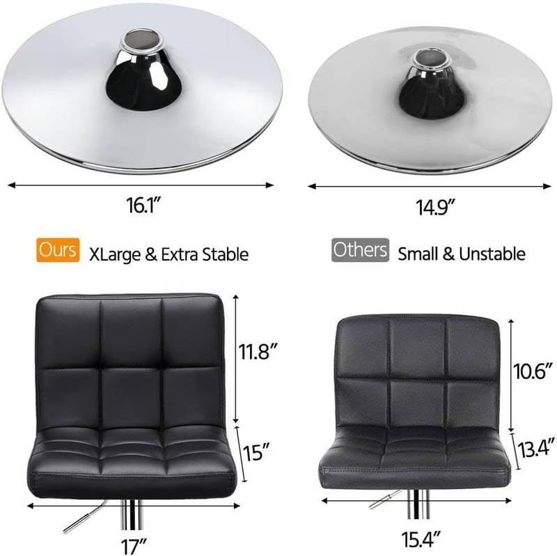 Sleek Swivel Bar Stools - Adjustable Comfort Duo in Black