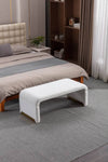 Chic Ivory Boucle Ottoman with Gold Legs