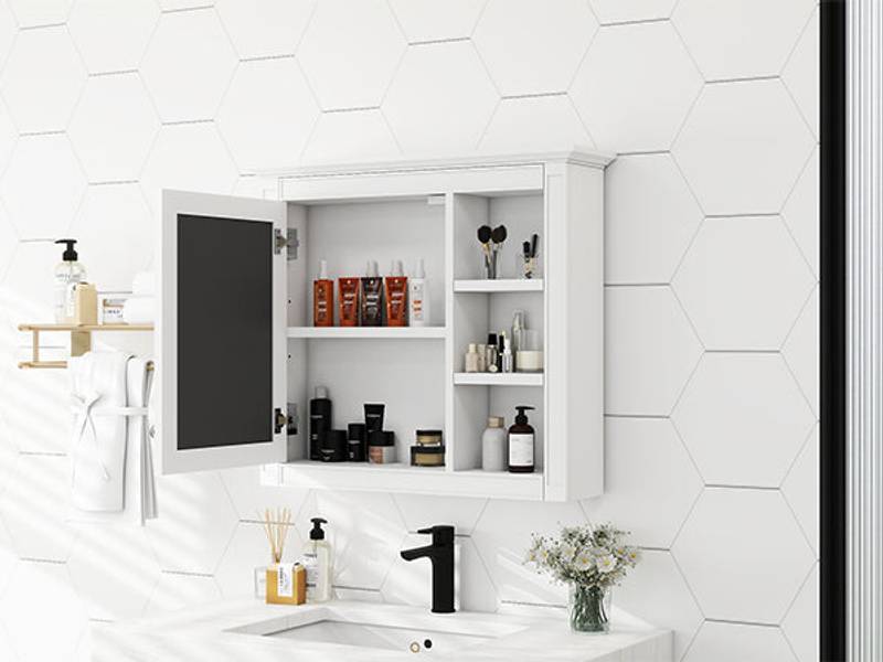 Sleek Wall-Mounted Medicine Cabinet with Mirror & Shelves