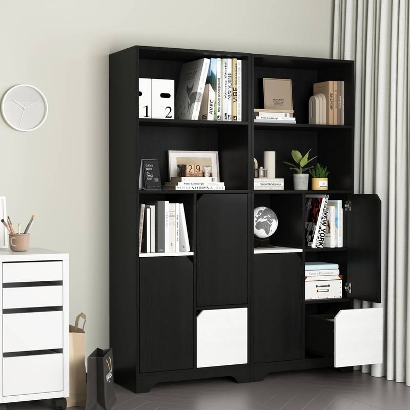 Sleek Storage Bookcase with Doors & Drawer