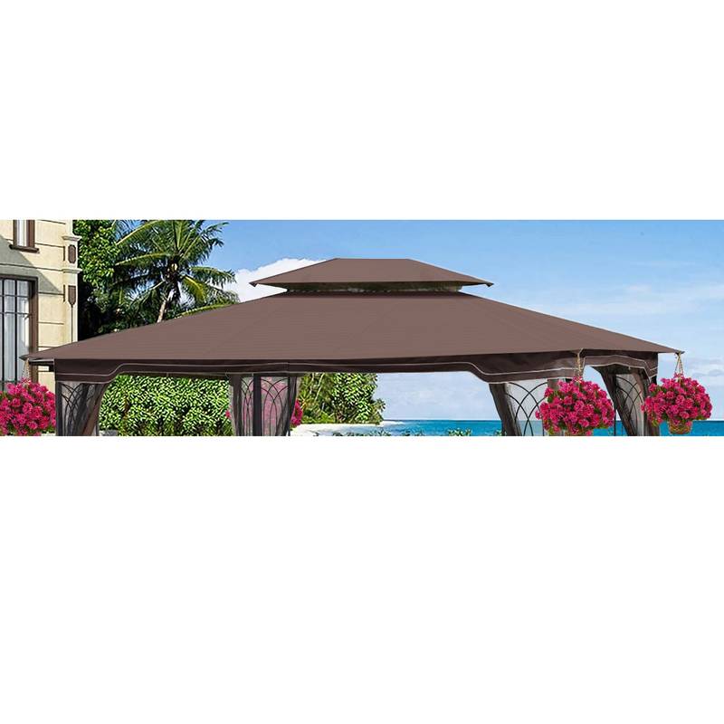 Brown Double Roof Patio Gazebo Canopy Top