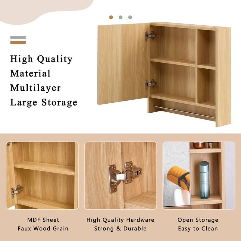 Stylish Wall-Mounted Bathroom Cabinet with Towel Rack and Shelves