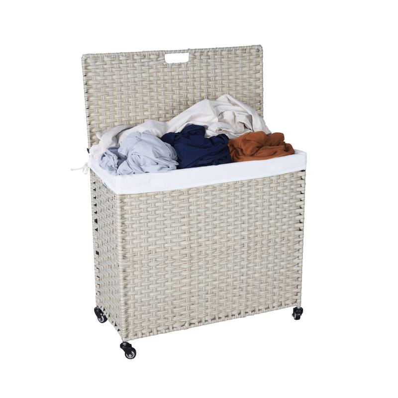 Stylish Grey Laundry Hamper with Removable Bags and Wheels