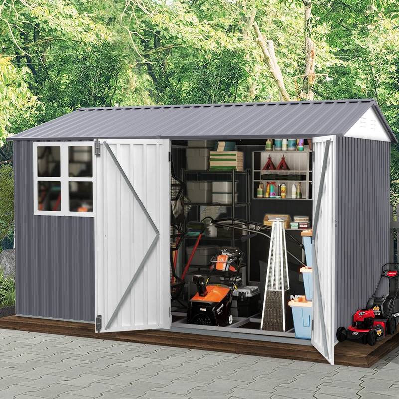 Sturdy Outdoor Storage Shed with Double Lock and Vents
