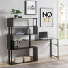 Versatile L-Shaped Home Office Desk with Rolling Bookshelf