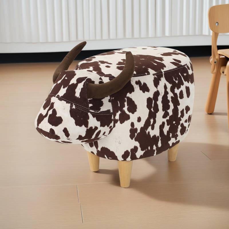 Cozy Cow Ottoman: Adorable Velvet Foot Stool for Any Space