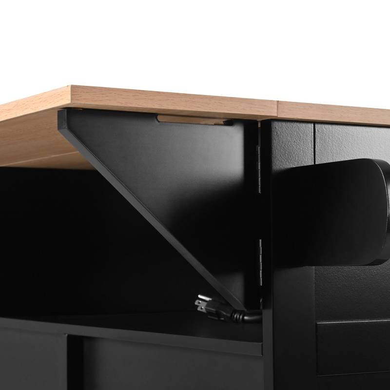 Versatile Kitchen Island Cart with Drop Leaves and Power Outlet