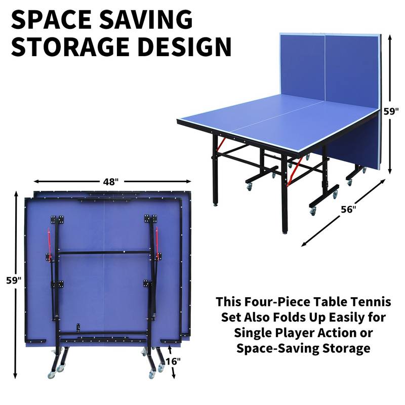 Portable Fun: Mid-Size Table Tennis Set with Net & Paddles