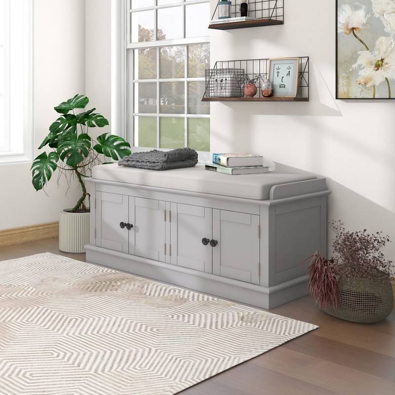 Stylish Storage Bench with Cushioned Seat