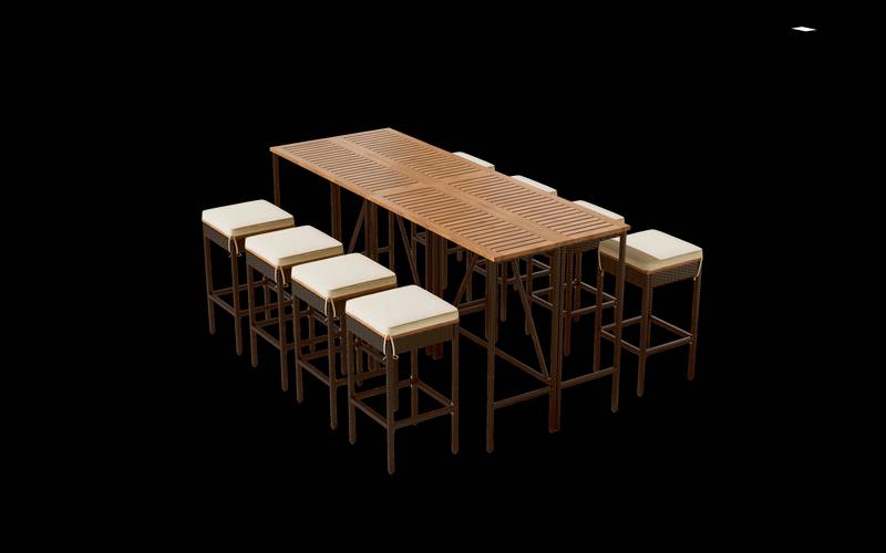 Charming Acacia Outdoor Bistro Set with Cushions