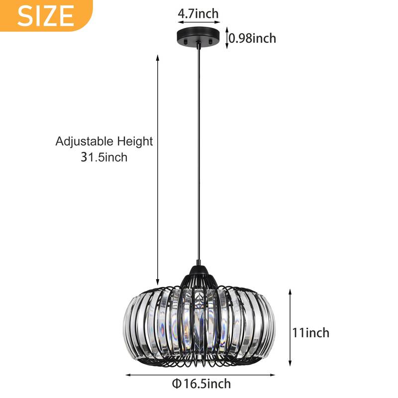 Sleek Black Crystal Chandelier - Dimmable & Color Adjustable Lighting Fixture