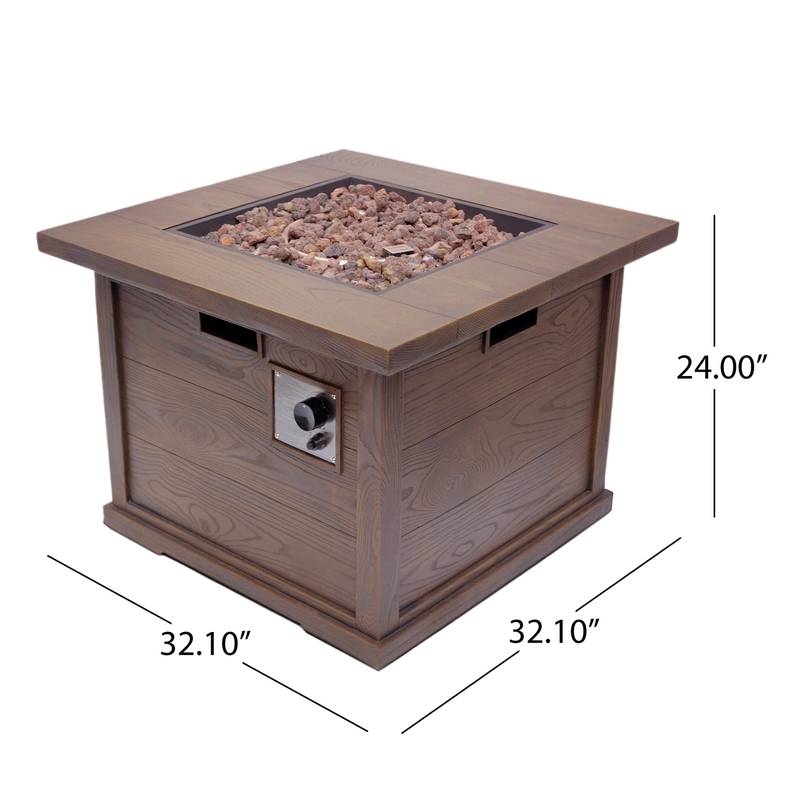 Cozy Brown Square Gas Fire Pit