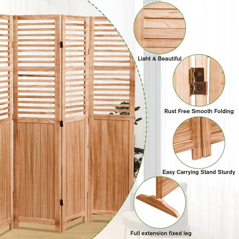 Natural Wood Folding Room Divider