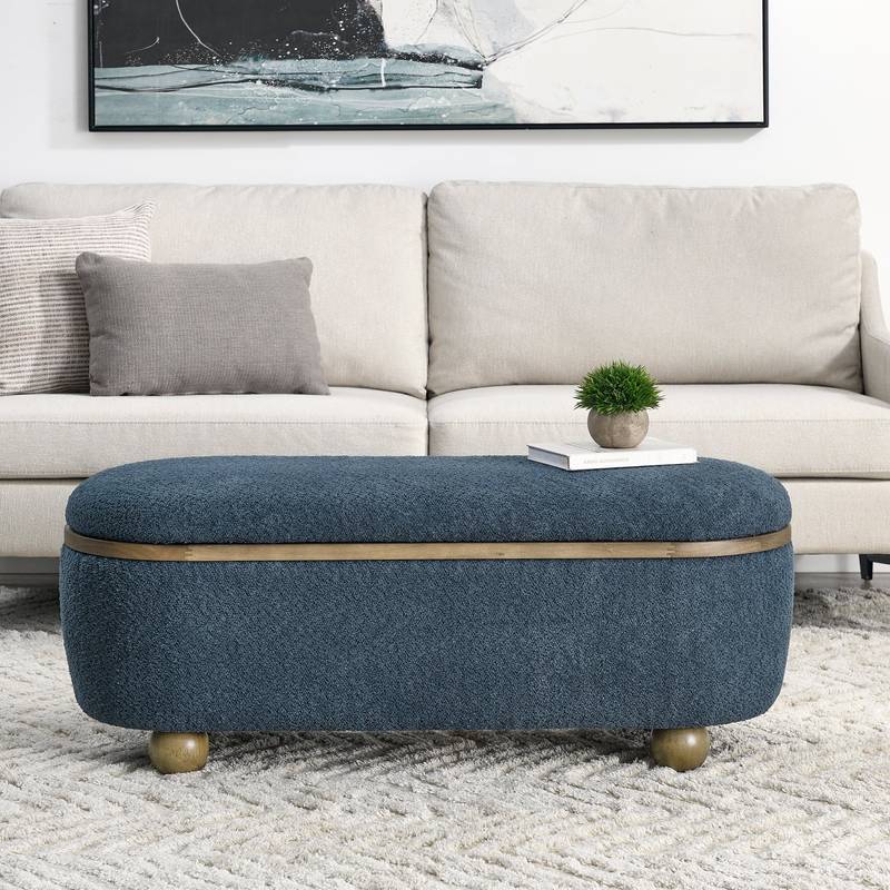 Cozy Blue Storage Ottoman Bench