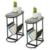 Chic Glass Oval Side Tables with Magazine Storage (Set of 2)