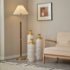 Chic Droplet Trio: Modern White Metal Vases