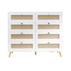 Chic Rattan-Front White Dressers with Gold Accents