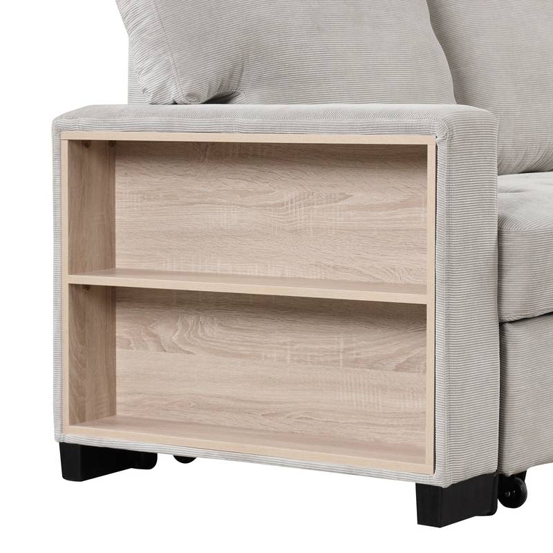 Chic Light Gray Chaise Lounge with Hidden Storage and USB Charger