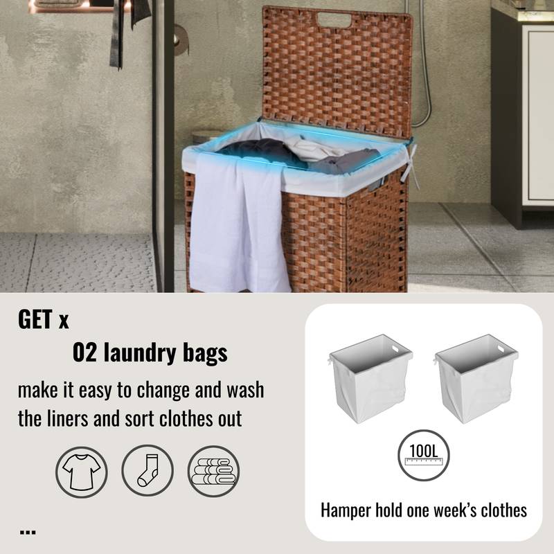Stylish Lid Hamper with Removable Bags
