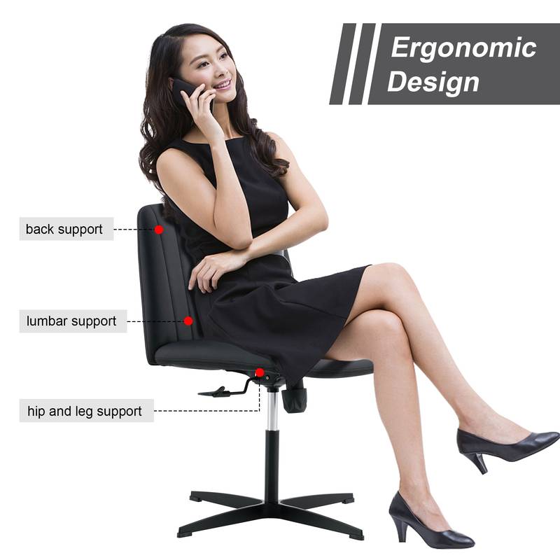 Sleek Black Adjustable Swivel Chair for Home & Office