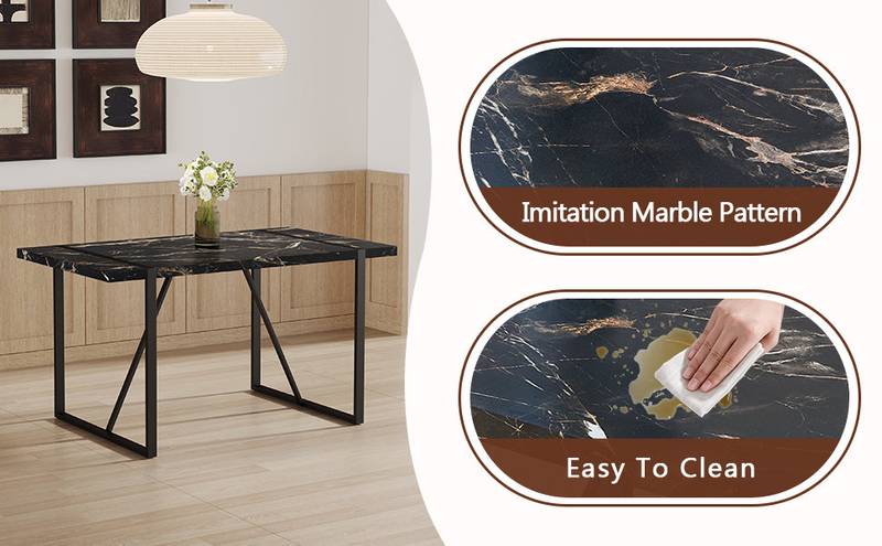 Chic Black Rectangular Dining Table for Gatherings