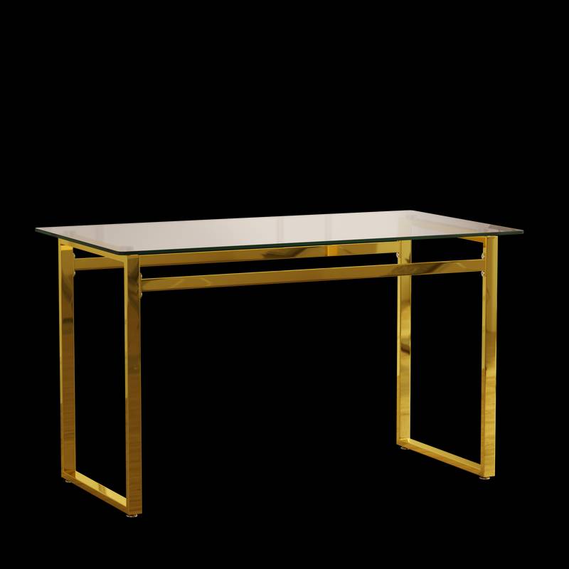 Sleek Glass Dining Table with Chic Gold Legs