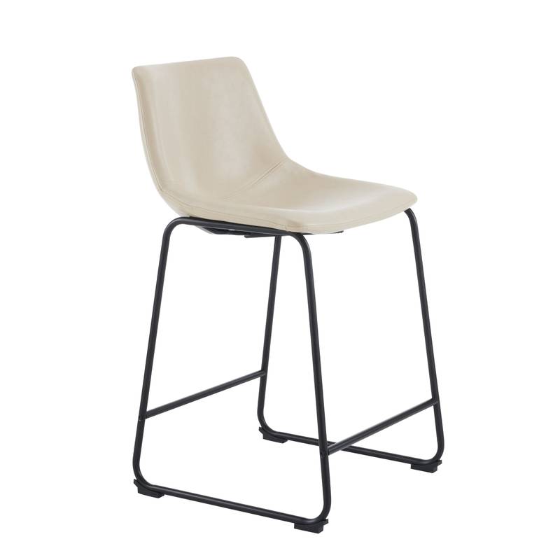 Chic Vintage Faux Leather Counter Stools - Set of Two